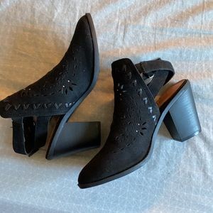 Open heeled booties